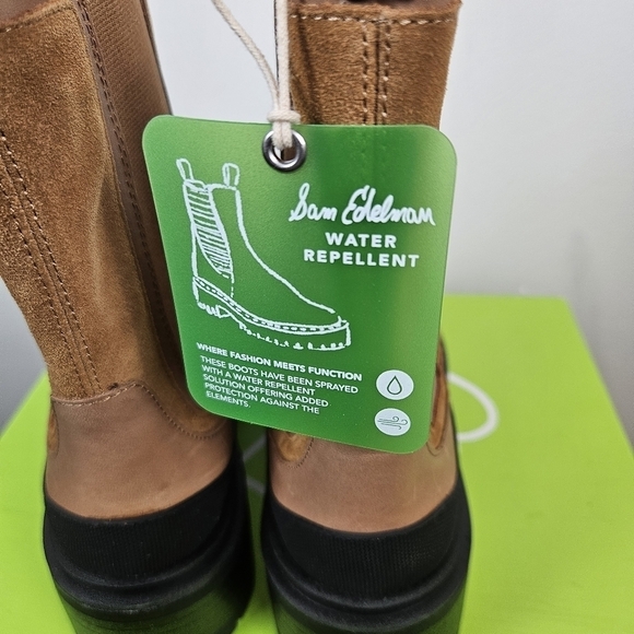 Sam Edelman Lulia Lug Sole Chelsea Boot Camel Suede Brown Black Mid Calf 7.5 New - Picture 5 of 9